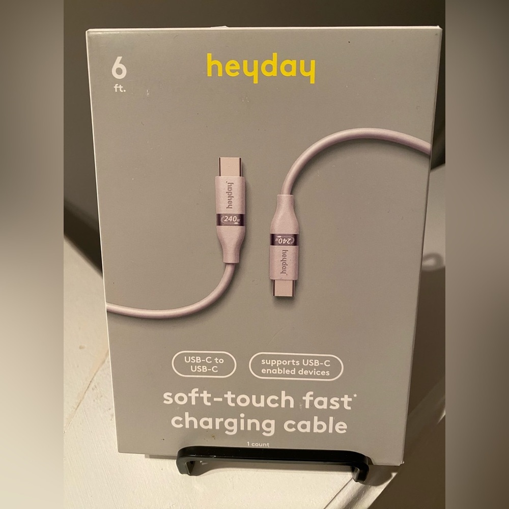 Heyday Soft-Touch USB-C Fast Charging Cable new in box 6 Foot long